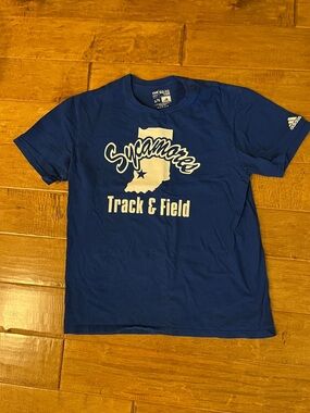 Men’s Adidas Blue Indiana State Sycamores Track & Field Graphic Tee size Large
